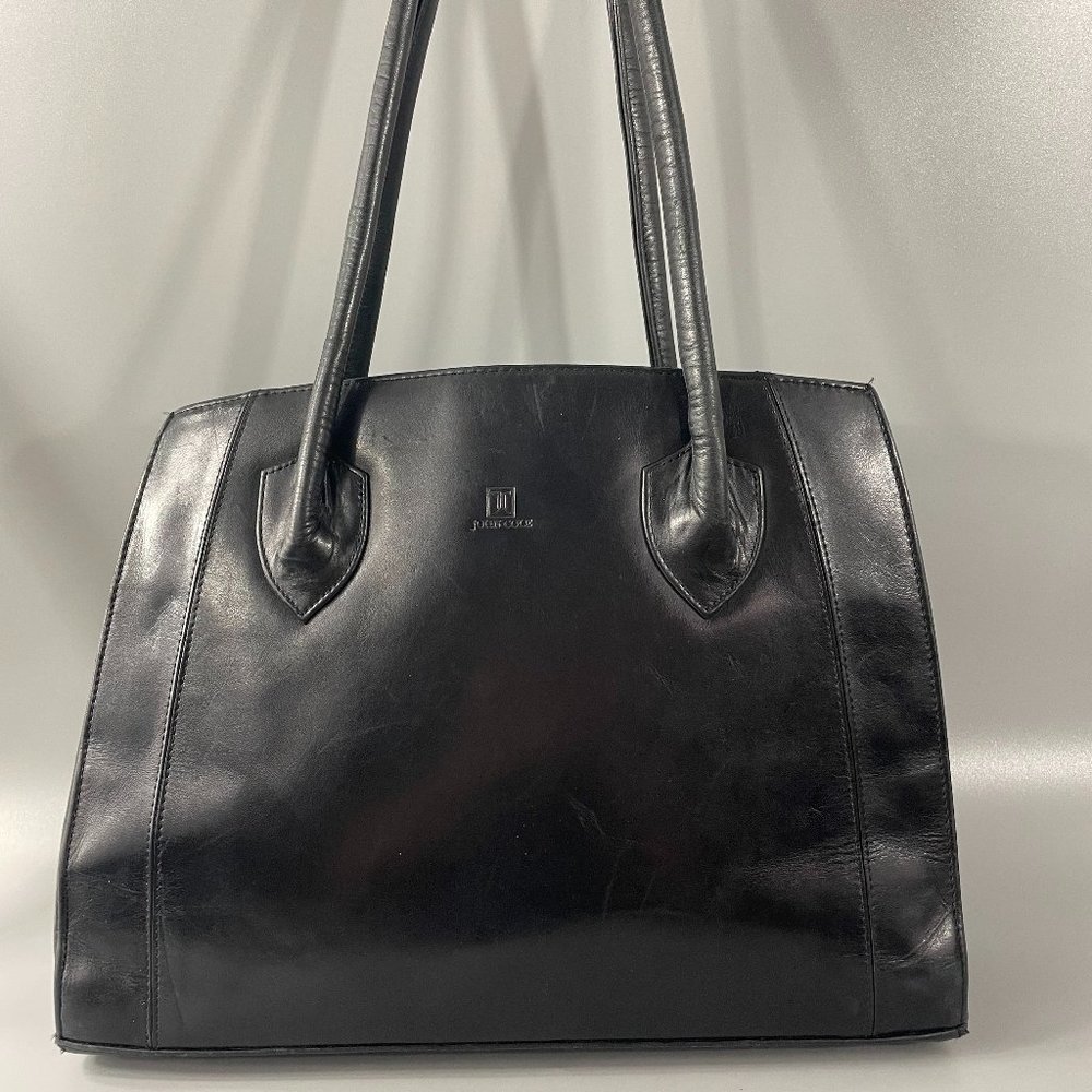 John Cole Collections Piamonte Black Leather Shoulder Bag
